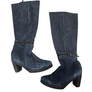 Arche x Achette Blue Night Nubuck Leather Knee High Heeled Boot sz 36 US 5 Basic